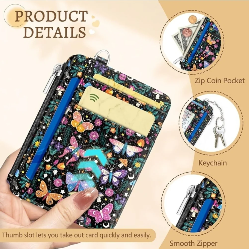 Floral Butterfly Phone Wallet Case - Black